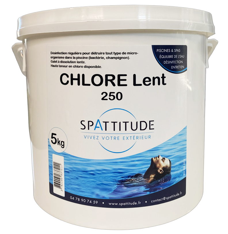 CHLORE LENT - Galets 250 g - 5 kg - Spattitude